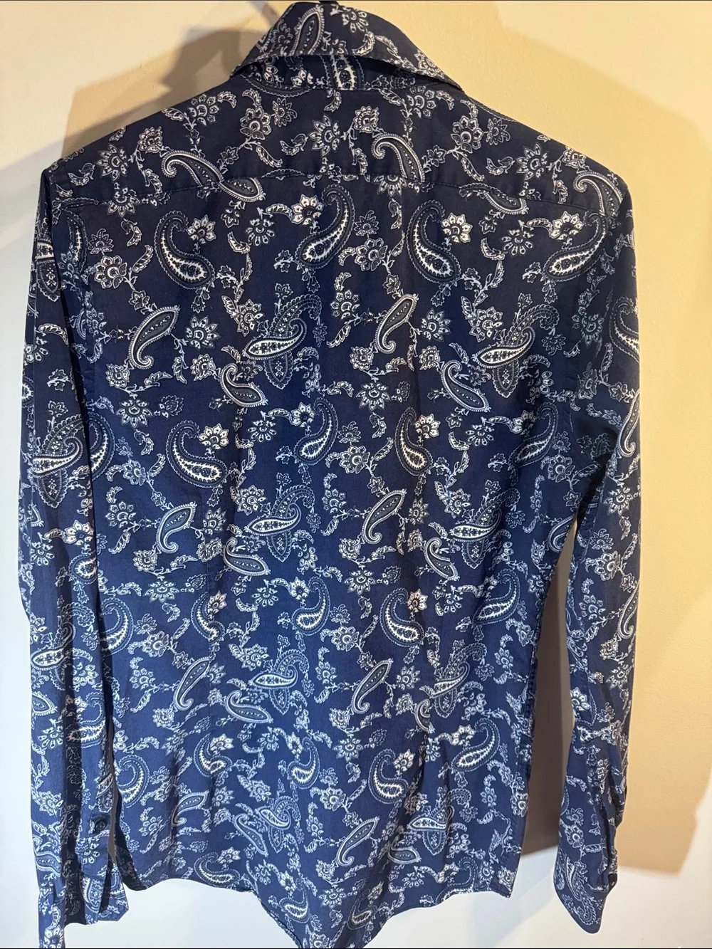 Express Men's Navy Blue Paisley Button-Down Shirt